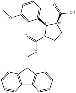 RAC-(2R,3S)-1-{[(9H-FLUOREN-9-YL)METHOXY]CARBONYL}-2-(3-METHOXYPHENYL)PYRROLIDINE-3-CARBOXYLIC ACID, 2138388-57-3, 结构式