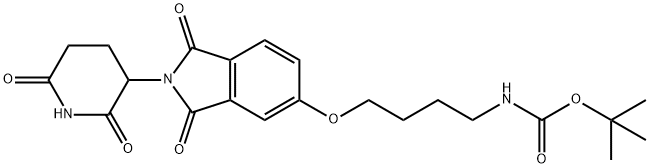 Carbamic acid, N-[4-[[2-(2,6-dioxo-3-piperidinyl)-2,3-dihydro-1,3-dioxo-1H-isoindol-5-yl]oxy]butyl]-, 1,1-dimethylethyl ester Struktur