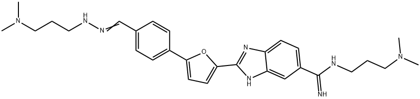 1H-Benzimidazole-6-carboximidamide, N-[3-(dimethylamino)propyl]-2-[5-[4-[[[3-(dimethylamino)propyl]amino]iminomethyl]phenyl]-2-furanyl]- 化学構造式