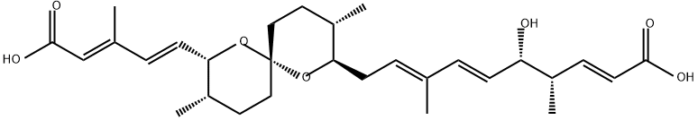 214143-44-9 2,6,8-Decatrienoic acid, 10-[(2R,3S,6S,8R,9S)-8-[(1E,3E)-4-carboxy-3-methyl-1,3-butadien-1-yl]-3,9-dimethyl-1,7-dioxaspiro[5.5]undec-2-yl]-5-hydroxy-4,8-dimethyl-, (2E,4S,5S,6E,8E)-