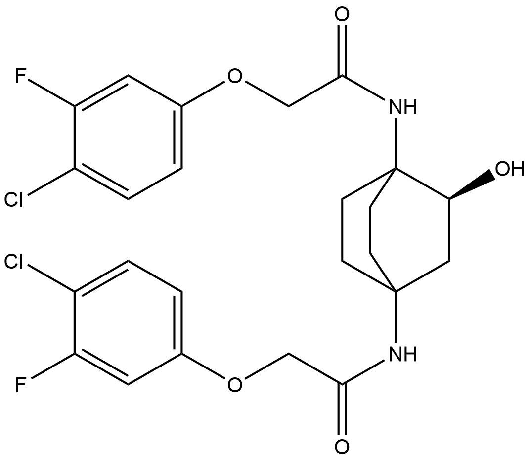 N,N′-[(2S)-2-Hydroxybicyclo[2.2.2]octane-1,4-diyl]bis[2-(4-chloro-3-fluorophenoxy)acetamide] Structure