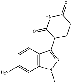3-(6-Amino-1-methyl-1H-indazol-3-yl)-2,6-piperidinedione 化学構造式