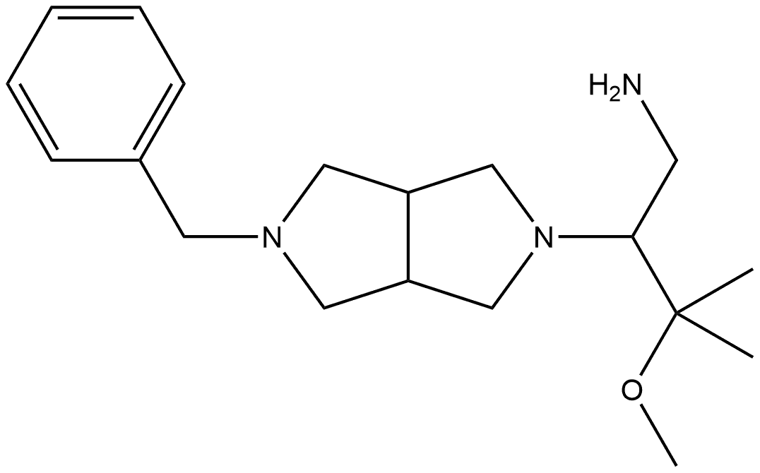 2-{5-benzyl-octahydropyrrolo[3,4-c]pyrrol-2-yl}-3-methoxy-3-methylbutan-1-amine Struktur