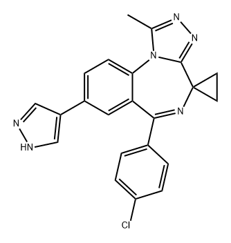 Spiro[cyclopropane-1,4'-[4H][1,2,4]triazolo[4,3-a][1,4]benzodiazepine], 6'-(4-chlorophenyl)-1'-methyl-8'-(1H-pyrazol-4-yl)- Structure