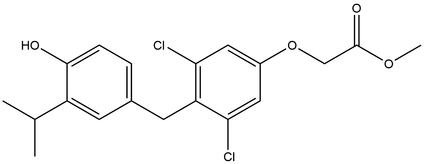 2-(3,5-二氯-4-(4-羟基-3-异丙基苄基)苯氧基)乙酸甲酯, 2155811-74-6, 结构式