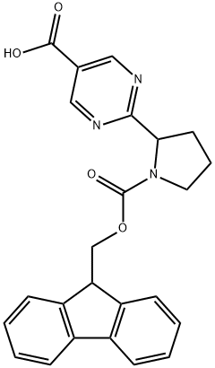 2-(1-{[(9H-fluoren-9-yl)methoxy]carbonyl}pyrrolidin-2-yl)pyrimidine-5-carboxylic acid Structure