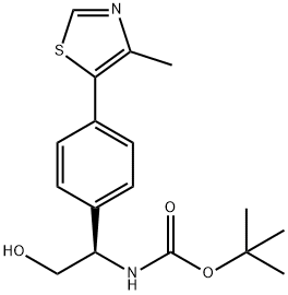 (R)-(2-羟基-1-(4-(4-甲基噻唑-5-基)苯基)乙基)氨基甲酸叔丁酯, 2156591-03-4, 结构式