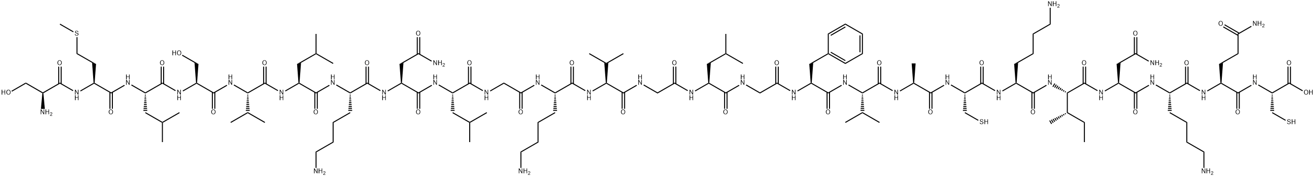 L-Cysteine, L-seryl-L-methionyl-L-leucyl-L-seryl-L-valyl-L-leucyl-L-lysyl-L-asparaginyl-L-leucylglycyl-L-lysyl-L-valylglycyl-L-leucylglycyl-L-phenylalanyl-L-valyl-L-alanyl-L-cysteinyl-L-lysyl-L-isoleucyl-L-asparaginyl-L-lysyl-L-glutaminyl- 结构式