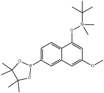 1,3,2-Dioxaborolane, 2-[5-[[(1,1-dimethylethyl)dimethylsilyl]oxy]-7-methoxy-2-naphthalenyl]-4,4,5,5-tetramethyl- 化学構造式