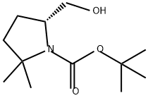 1-Pyrrolidinecarboxylic acid, 5-(hydroxymethyl)-2,2-dimethyl-, 1,1-dimethylethyl ester, (5R)- 化学構造式