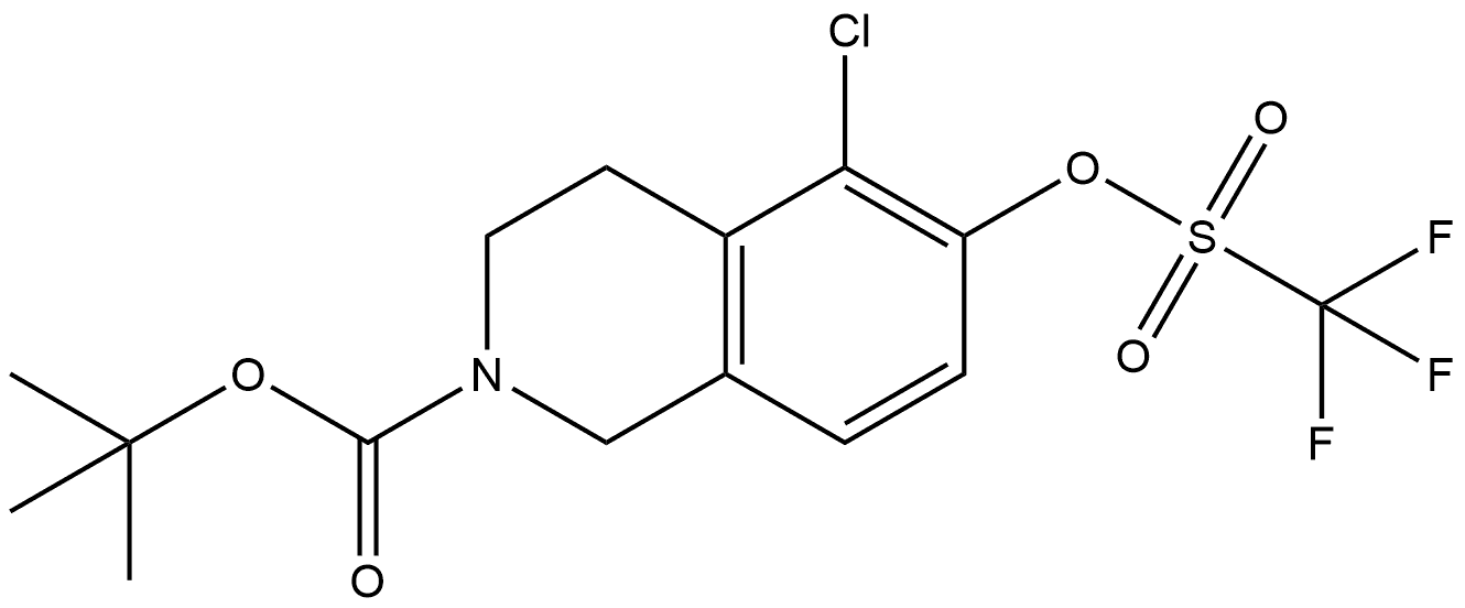 tert-butyl-5-chloro-6-(((trifluoromethyl)sulfonyl)oxy)-3,4-dihydroisoquinoline-2(1H)-carboxylate 化学構造式