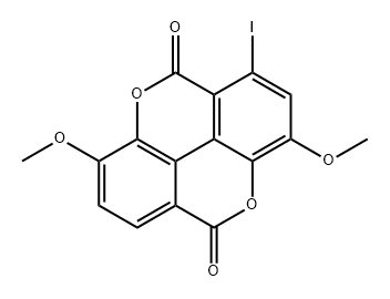 [1]Benzopyrano[5,4,3-cde][1]benzopyran-5,10-dione, 1-iodo-3,8-dimethoxy- (9CI) 化学構造式