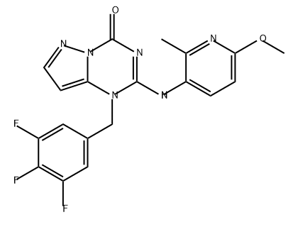 Pyrazolo[1,5-a]-1,3,5-triazin-4(1H)-one, 2-[(6-methoxy-2-methyl-3-pyridinyl)amino]-1-[(3,4,5-trifluorophenyl)methyl]-,2163824-23-3,结构式