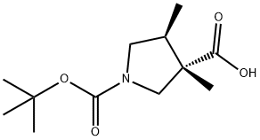 (3S,4S)-1-(叔丁氧羰基)-3,4-二甲基吡咯烷-3-羧酸 结构式