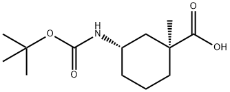 rel-(1R,3R)-3-((tert-butoxycarbonyl)amino)-1-methylcyclohexane-1-carboxylic acid,2165697-92-5,结构式