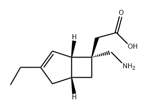 Bicyclo[3.2.0]hept-3-ene-6-acetic acid, 6-(aminomethyl)-3-ethyl-, (1S,5R,6S)- Struktur