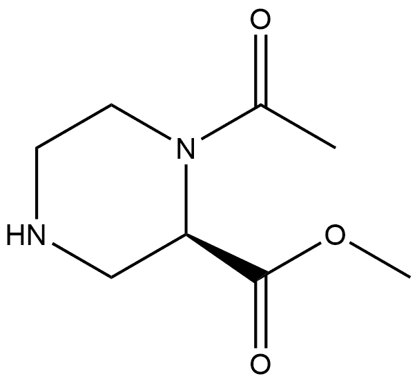 Methyl (R)-1-acetylpiperazine-2-carboxylate 化学構造式
