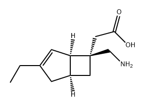 Bicyclo[3.2.0]hept-3-ene-6-acetic acid, 6-(aminomethyl)-3-ethyl-, (1R,5S,6R)- Struktur