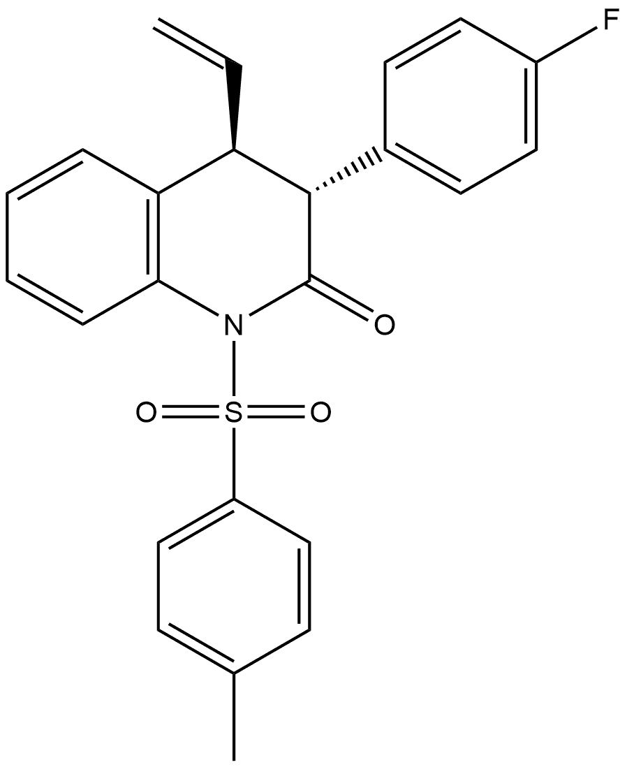 (3R,4S)-4-Ethenyl-3-(4-fluorophenyl)-3,4-dihydro-1-[(4-methylphenyl)sulfonyl]-2(1H)-quinolinone 结构式