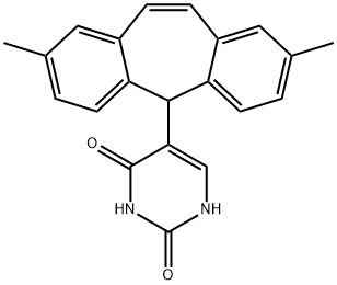 2,4(1H,3H)-Pyrimidinedione, 5-(2,8-dimethyl-5H-dibenzo[a,d]cyclohepten-5-yl)- Struktur