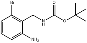 tert-butyl N-[(2-amino-6-bromophenyl)methyl]carbamate 化学構造式