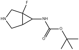 Carbamic acid, N-(1-fluoro-3-azabicyclo[3.1.0]hex-6-yl)-, 1,1-dimethylethyl ester 化学構造式