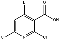 3-Pyridinecarboxylic acid, 4-bromo-2,6-dichloro- 化学構造式