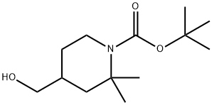 tert-butyl 4-(hydroxymethyl)-2,2-dimethyl-piperidine-1-carboxylate Struktur