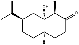 2(1H)-Naphthalenone, octahydro-8a-hydroxy-1,4a-dimethyl-7-(1-methylethenyl)-, (1R,4aR,7R,8aR)- 化学構造式