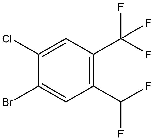 1-Bromo-2-chloro-5-(difluoromethyl)-4-(trifluoromethyl)benzene 结构式