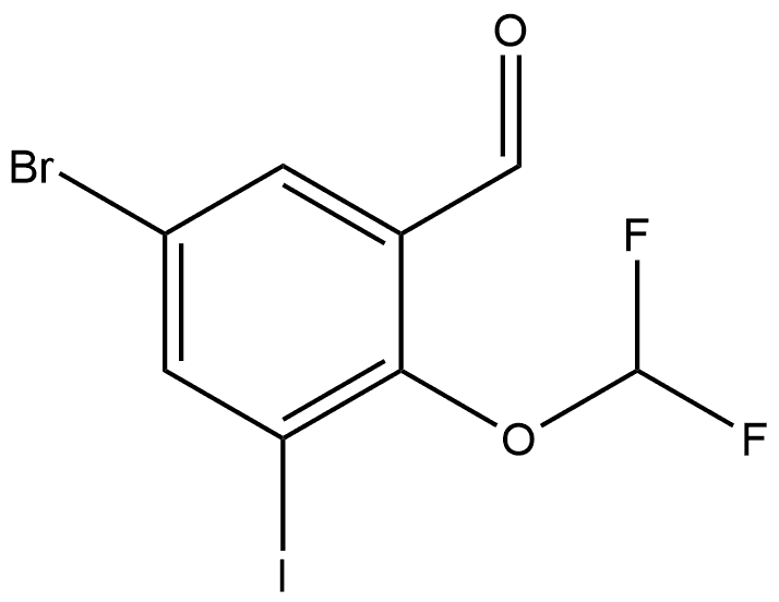 5-Bromo-2-(difluoromethoxy)-3-iodobenzaldehyde Struktur