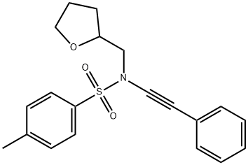 Benzenesulfonamide, 4-methyl-N-(2-phenylethynyl)-N-[(tetrahydro-2-furanyl)methyl]- Struktur