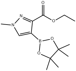 1H-Pyrazole-3-carboxylic acid, 1-methyl-4-(4,4,5,5-tetramethyl-1,3,2-dioxaborolan-2-yl)-, ethyl ester Struktur