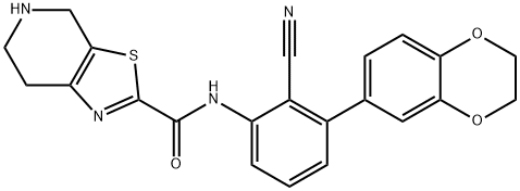 Thiazolo[5,4-c]pyridine-2-carboxamide, N-[2-cyano-3-(2,3-dihydro-1,4-benzodioxin-6-yl)phenyl]-4,5,6,7-tetrahydro- Structure