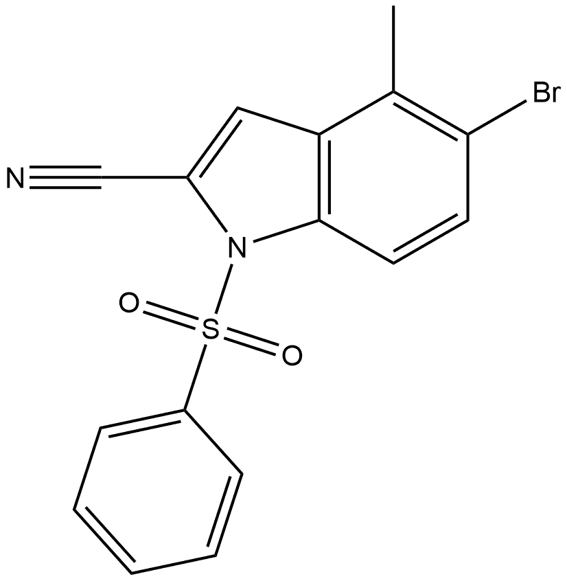 5-溴-4-甲基-1-(苯基磺酰基)-1H-吲哚-2-甲腈, 2170451-00-8, 结构式
