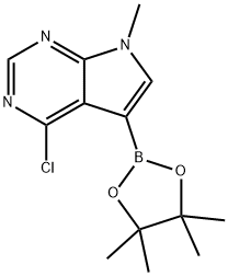 7H-Pyrrolo[2,3-d]pyrimidine, 4-chloro-7-methyl-5-(4,4,5,5-tetramethyl-1,3,2-dioxaborolan-2-yl)- Struktur