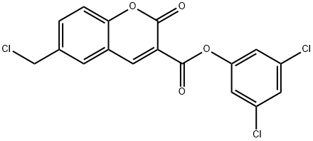 2H-1-Benzopyran-3-carboxylic acid, 6-(chloromethyl)-2-oxo-, 3,5-dichlorophenyl ester Struktur