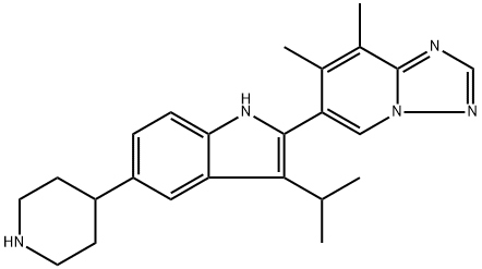 2-(7,8-二甲基-[1,2,4]三唑并[1,5-A]吡啶-6-基)-5-(4-哌啶基)-3-丙-2-基-1H-吲哚, 2171019-42-2, 结构式