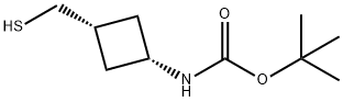 tert-butyl N-[(1s,3s)-3-(sulfanylmethyl)cyclobutyl]carbamate, cis 化学構造式