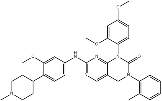 Pyrimido[4,5-d]pyrimidin-2(1H)-one, 1-(2,4-dimethoxyphenyl)-3-(2,6-dimethylphenyl)-3,4-dihydro-7-[[3-methoxy-4-(1-methyl-4-piperidinyl)phenyl]amino]- Structure