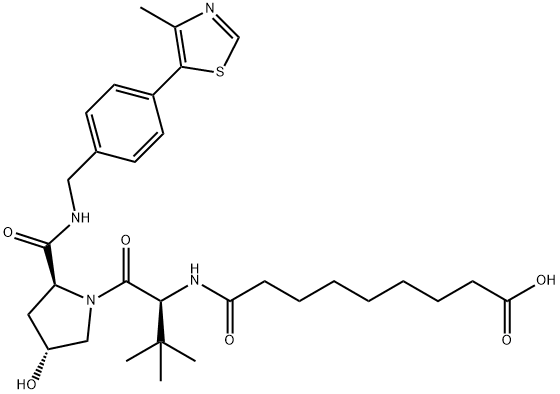 9-(((S)-1-((2S,4R)-4-羟基-2-((4-(4-甲基噻唑-5-基)苄基)氨基甲酰基)吡咯烷-1-基)-3,3-二甲基-1-氧代丁烷-2-基)氨基)-9-氧代壬酸 结构式