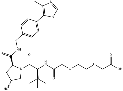 L-Prolinamide, N-[2-[2-(carboxymethoxy)ethoxy]acetyl]-3-methyl-L-valyl-4-hydroxy-N-[[4-(4-methyl-5-thiazolyl)phenyl]methyl]-, (4R)- Structure