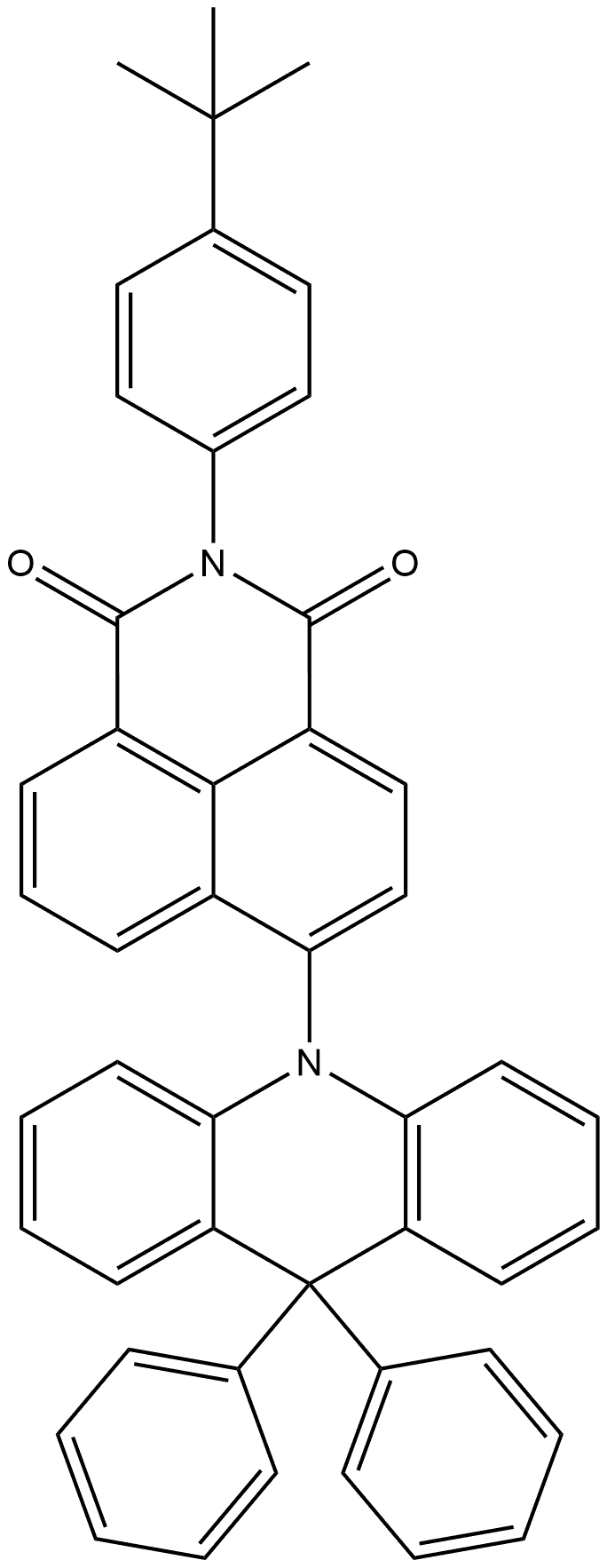2-(4-(tert-butyl)phenyl)-6-(9,9-diphenylacridin-10(9H)-yl)-1H-benzo[de]isoquinoline-1,3(2H)-dione 化学構造式
