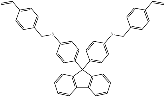 9,9-Bis[4-[[(4-ethenylphenyl)methyl]thio]phenyl]-9H-fluorene Struktur