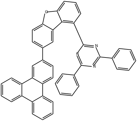 1,3,5-Triazine, 2,4-diphenyl-6-[8-(2-triphenylenyl)-1-dibenzofuranyl]- 化学構造式