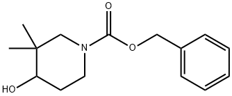 4-ヒドロキシ-3,3-ジメチルピペリジン-1-カルボン酸ベンジル 化学構造式