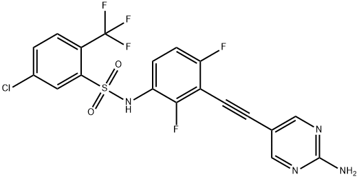 N-[3-[2-(2-Aminopyrimidin-5-yl)ethynyl]-2,4-difluorophenyl]-5-chloro-2-(trifluoromethyl)benzenesulfonamide Structure