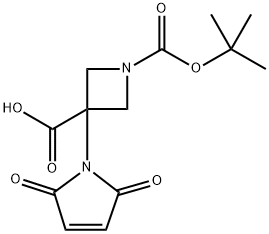 1,3-Azetidinedicarboxylic acid, 3-(2,5-dihydro-2,5-dioxo-1H-pyrrol-1-yl)-, 1-(1,1-dimethylethyl) ester 化学構造式
