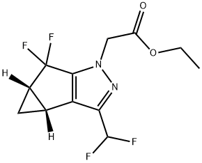 乙基2-((3BR,4AS)-3-(二氟甲基)-5,5-二氟-3B,4,4A,5-四氢-1H-环丙烷[3,4]环戊[1,2-C]吡唑-乙酸1-基酯,2189684-64-6,结构式