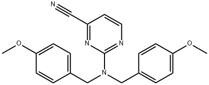 4-Pyrimidinecarbonitrile, 2-[bis[(4-methoxyphenyl)methyl]amino]- Struktur
